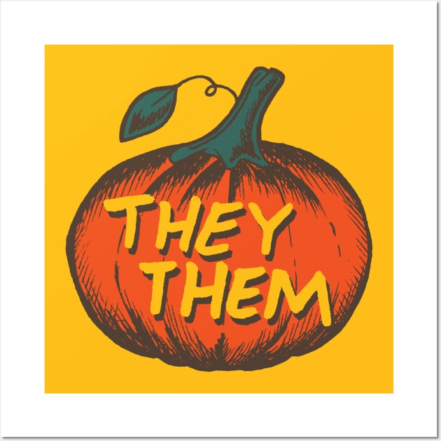 LGBTQIA+ They them Pronouns Jack-O-Lantern Pumpkin Wall Art by FatCatSwagger